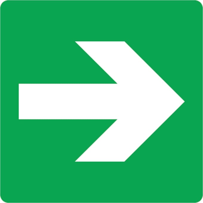 Vluchtroute sticker 150x150 mm - vinyl - ISO 7010 E005