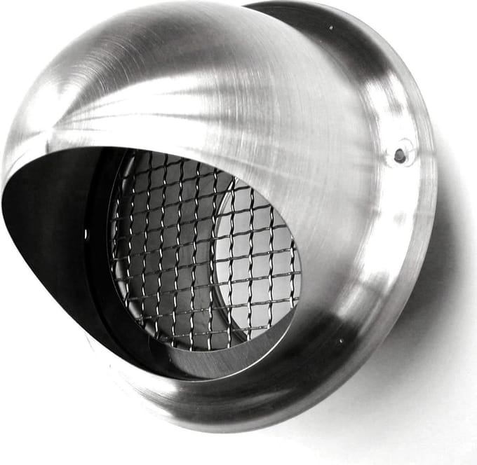 Paneir Airdesigns - Bolrooster Ø 100 mm - grofmazig gaas - geborsteld RVS