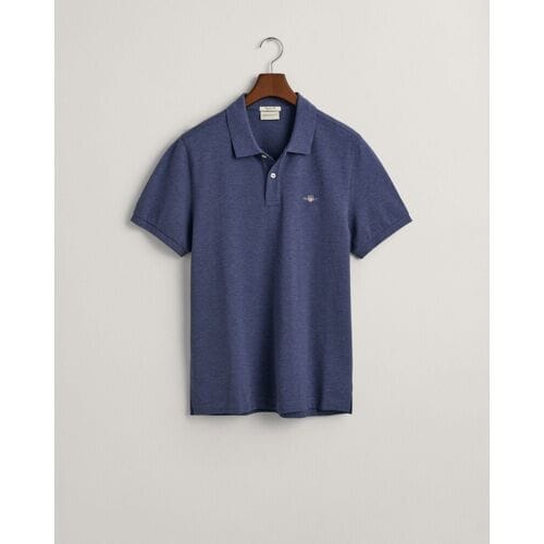 Gant Polo Fine Shield Short Sleeve Piqué Uni Dark Jeansblue Melange / male