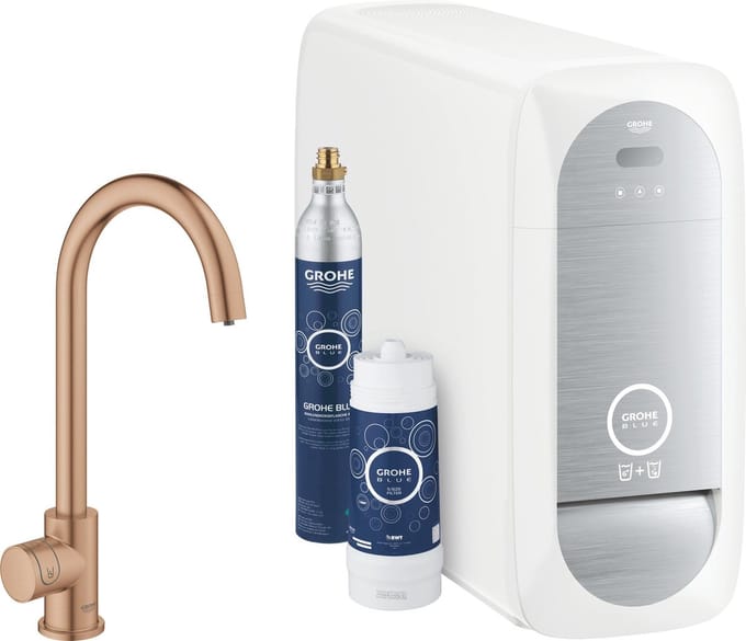 GROHE Blue Home Mono Starterkit - Keukenkraan met koeler, filter en CO2 - WIFI en Bluetooth