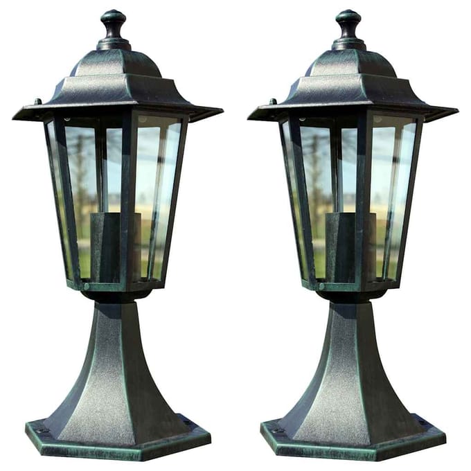 vidaXL Tuinlampen 2 st aluminium donkergroen/zwart
