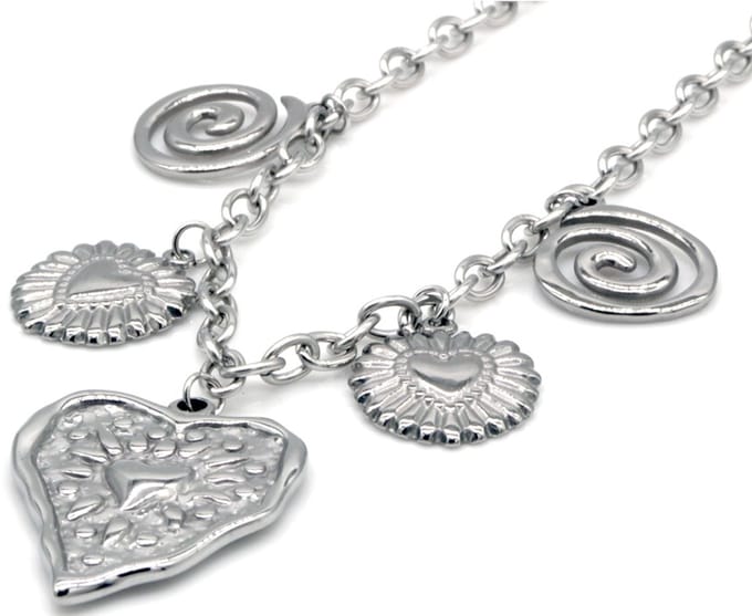 Ketting met XL bedels - RVS - zilverkleurig - 40-45 cm - dames