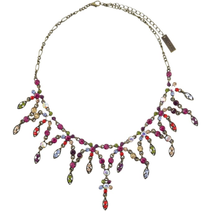 Behave® Ketting goudkleur met multi kleurige stenen – 40 cm mode-accessoire