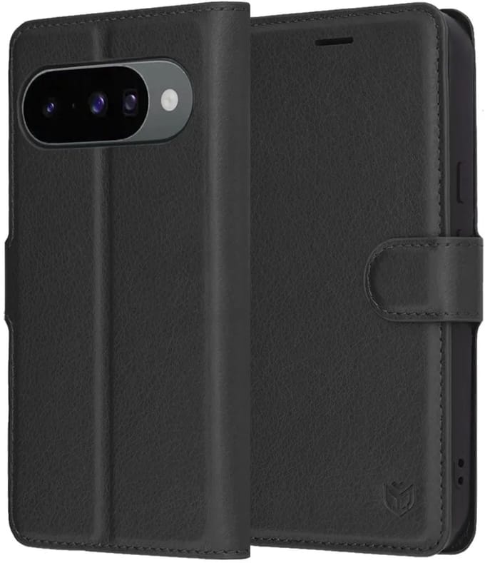 Hoesje geschikt voor Google Pixel 10 / 10 Pro - Techsuit Leather Folio Book Wallet Case - Zwart