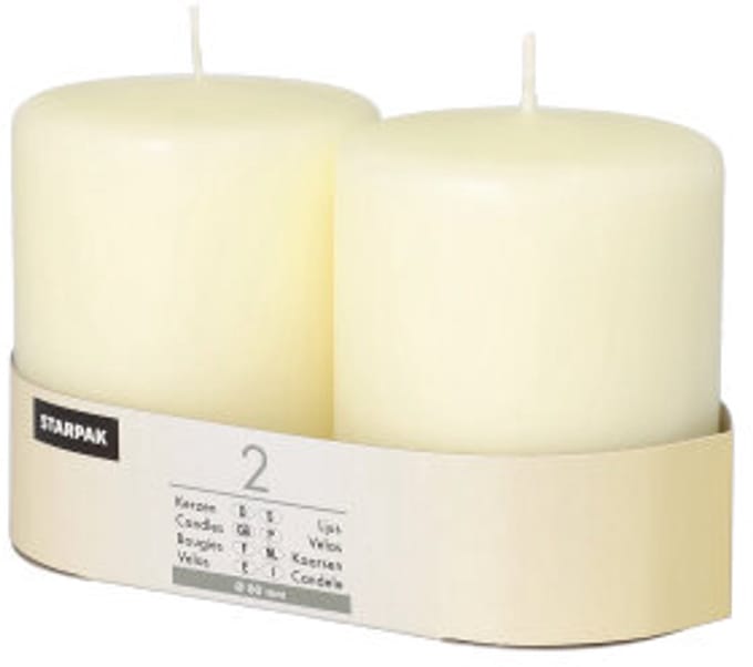 6x 2 Stompkaarsen Ø 80 mm · 100 mm ivoor Ivory