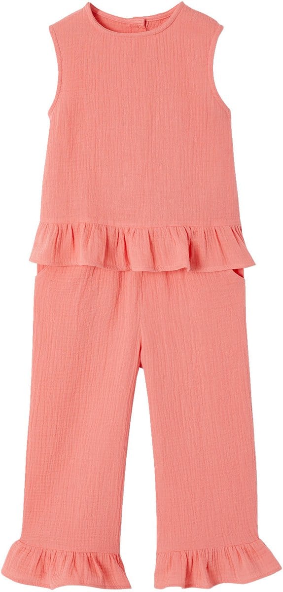 Vertbaudet Set met blouse en broek met ruches