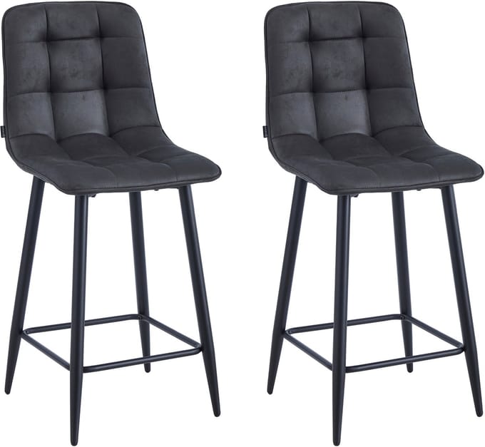 Colenis® - Luciano Barkruk - Set Van 2 - Antraciet - Microfiber Stof - Microvezel - Industrieel
