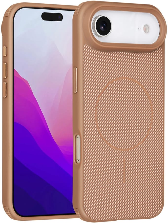 TUNIQ Back cover voor iPhone 17 Air - MagSafe - Carbon Fiber - Antishock - Goud