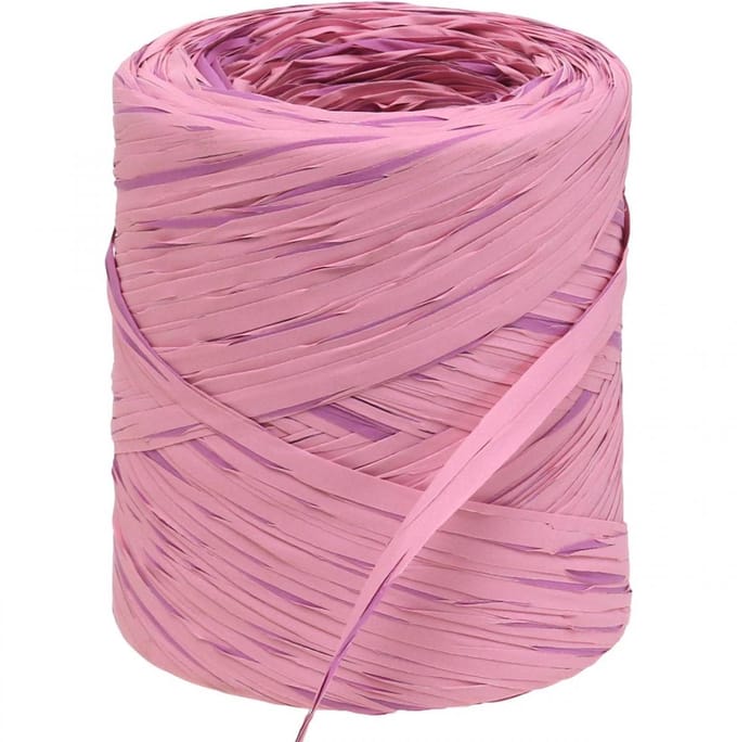 Raffia veelkleurig cadeaulint roze-roze, bloemistenbenodigdheden, deco