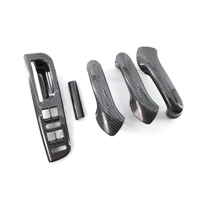 Auto Carbon Grain Master Raam Schakelaar Bedieningspaneel Trim Bezel + 3 Interieur Deur Handgreep Set gray