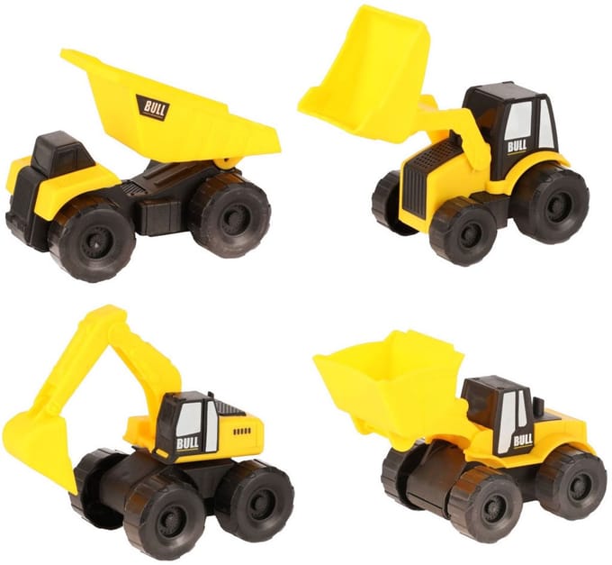 Toi-toys Bouwvoertuigen Geel 4 Stuks