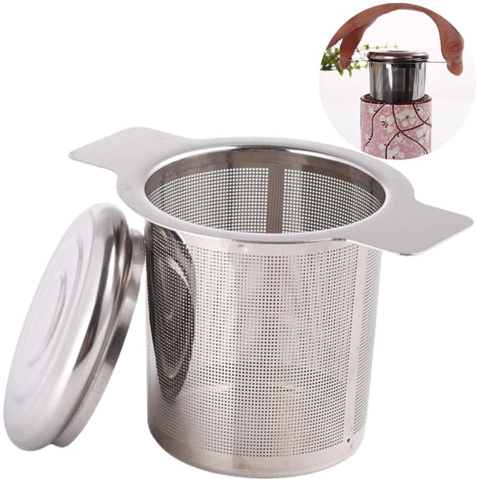 Thee Zeef RVS Thee Infuser Zeef Niet-toxisch Duurzaam met Deksel Thee Filter L(for 6.5-9kg) gray