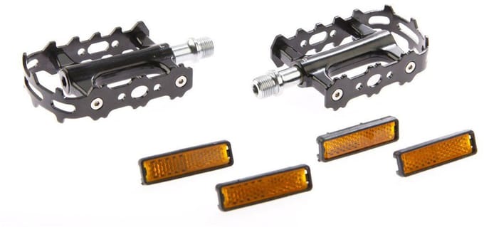 Pedaalset Tecora E all-round met reflectors - zilver