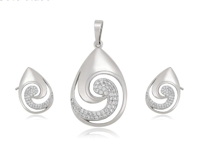 N3 Collecties Geplatineerde waterdruppel hanger sieraden set