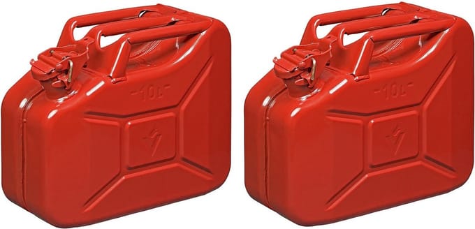 Pro Plus Jerrycan - Set van 2x stuks - metaal - 10L - rood - geschikt voor benzine / diesel