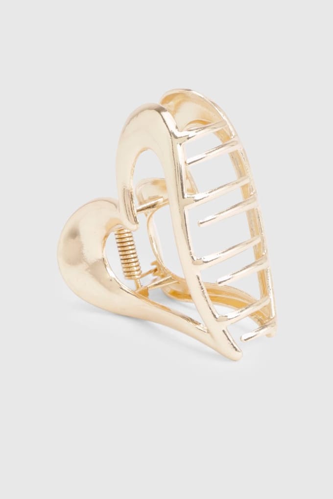 boohoo Dames Liefdeshart Metalen Klauwclip | Goud