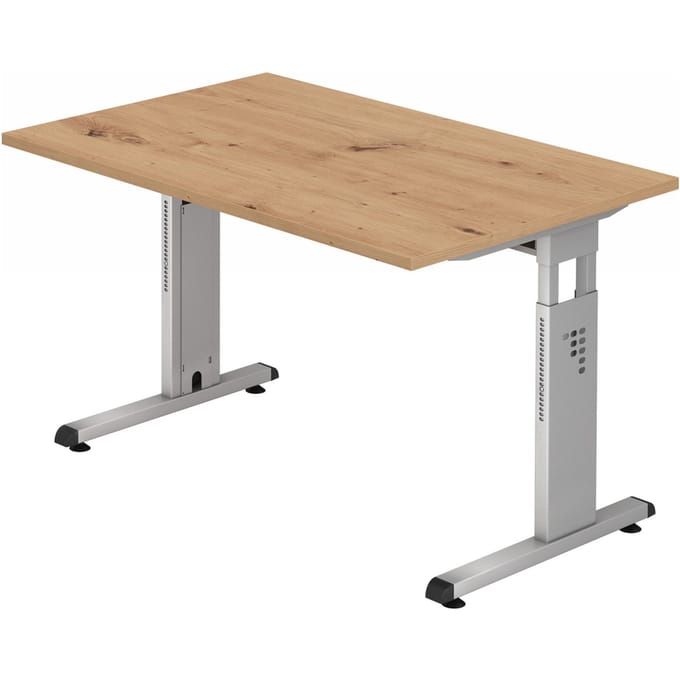 MEGA 12 S | Bureau - 120x80 Tafelhoogte I In hoogte verstelbaar Essen-Eik/Zilver