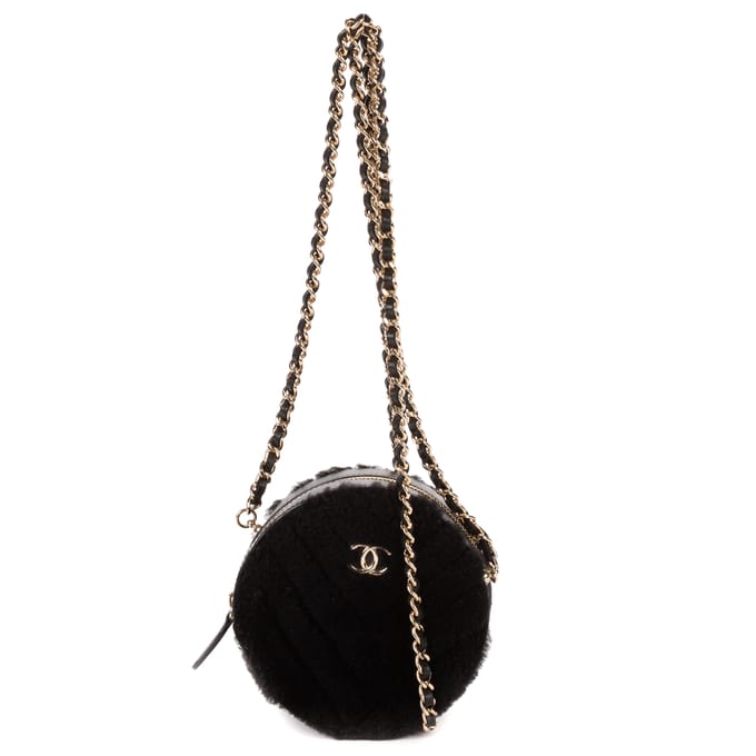 CC Shearling Chevron Round Crossbody   schoudertas