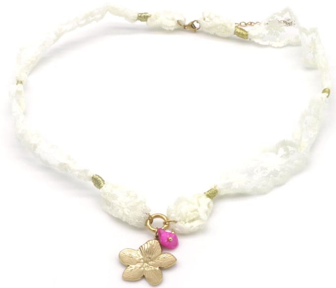 Stof met RVS Ketting - Simpel Design - 45cm