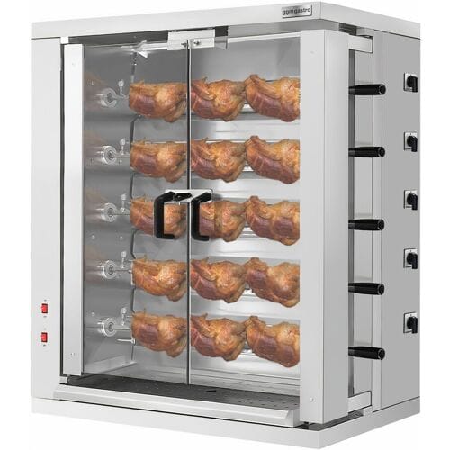 GGM Gastro Elektrische kippengrill roterend - 16,5kW - 5 spitten voor 30 kippen zilver