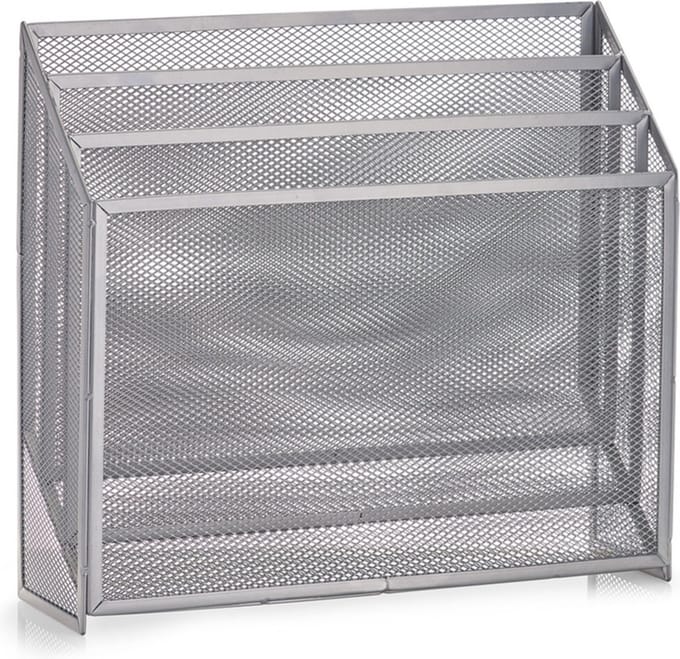 Zeller tijdschriftenrek/houder - grijs - 32 x 30 cm - metaal