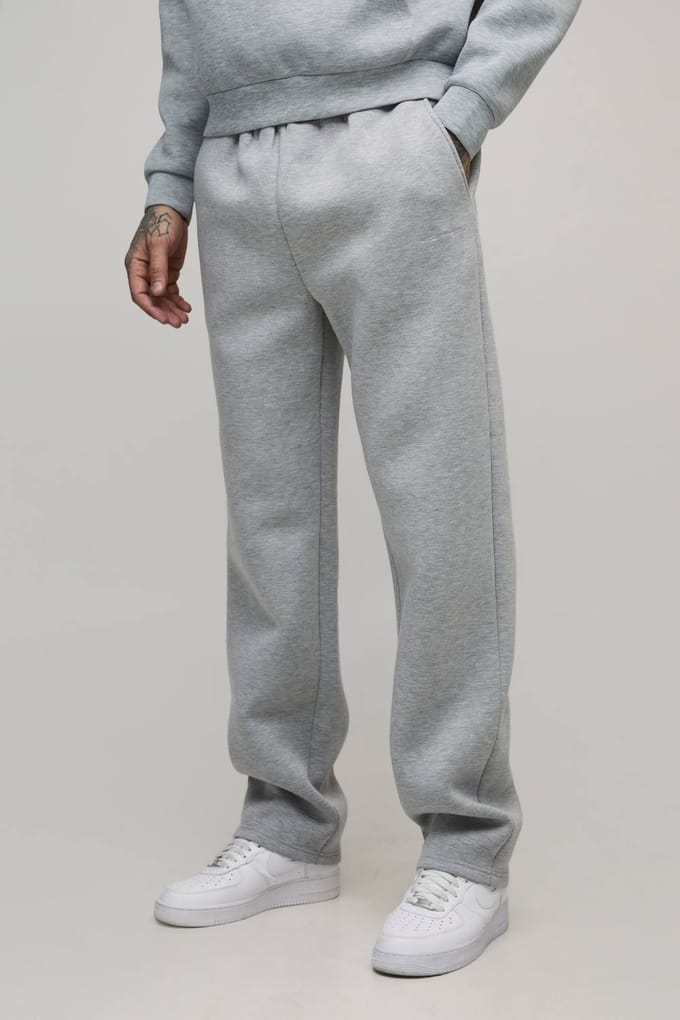 Tall Straight Fit Scuba Trousers | Grey Marl | Size Medium