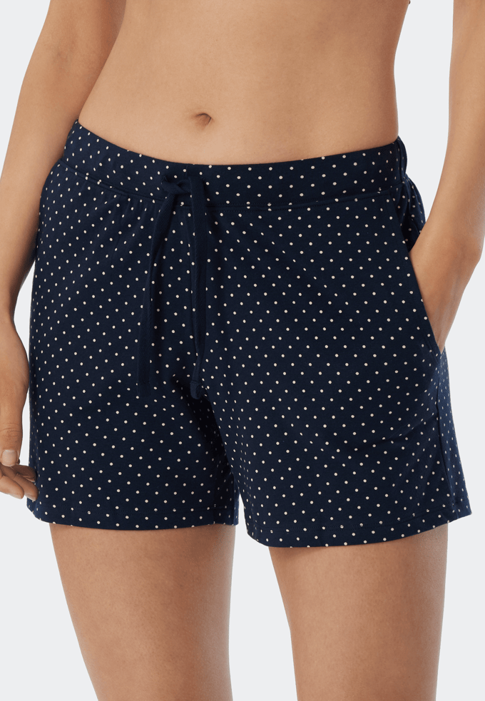SCHIESSER Mix+Relax loungebroek kort - dames broek kort gestipt donkerblauw