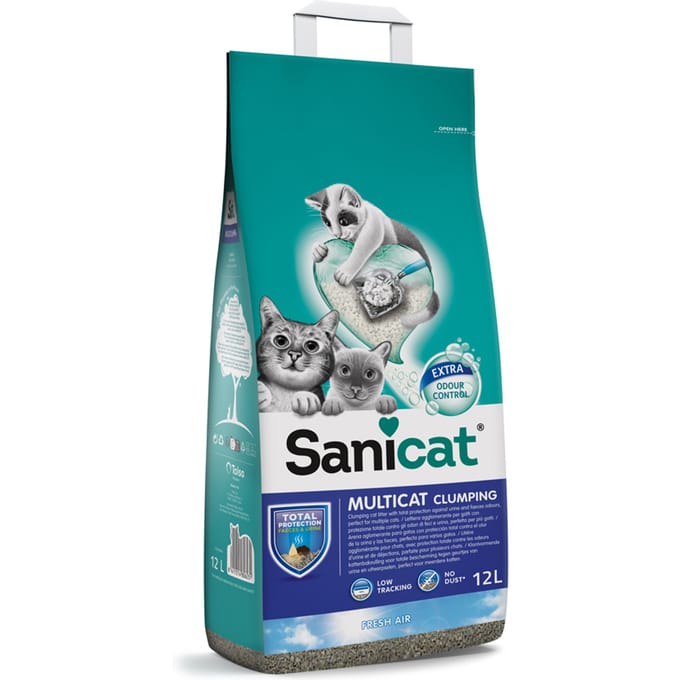 2x 12l Sanicat Clumping Multicat kattenbakvulling