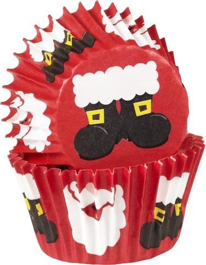 Papieren mini cupcake vormpjes kerstman, set van 100 - Wilton