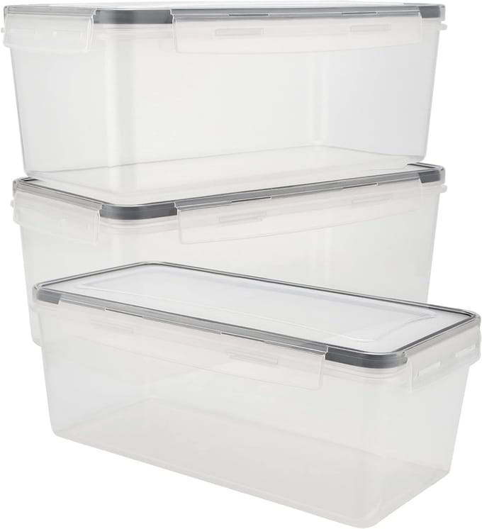 3 Pack 2.3L Luchtdichte Voedselopslagdozen, Transparante Stapelbare Plastic Container voor Pasta en Spaghetti met Deksel