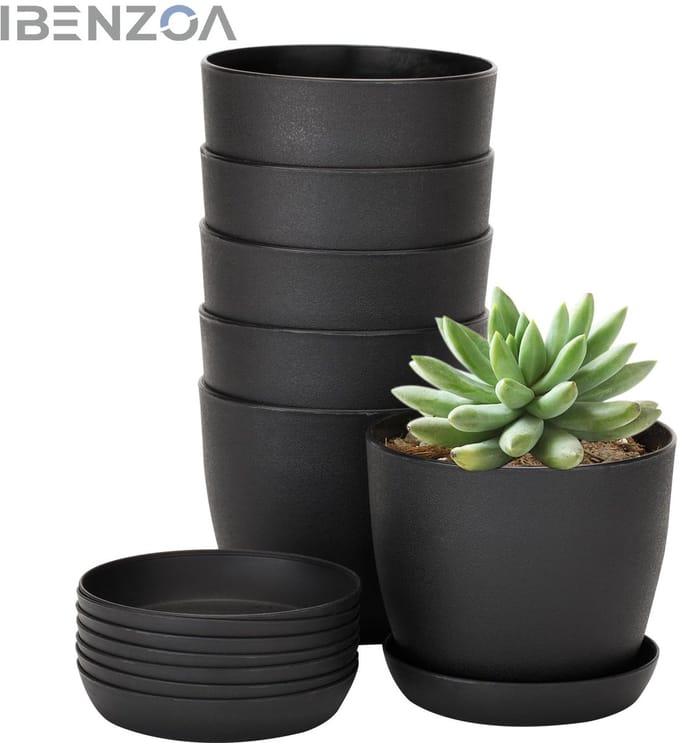Bloempot - Zwart - 10 cm - Kunststof