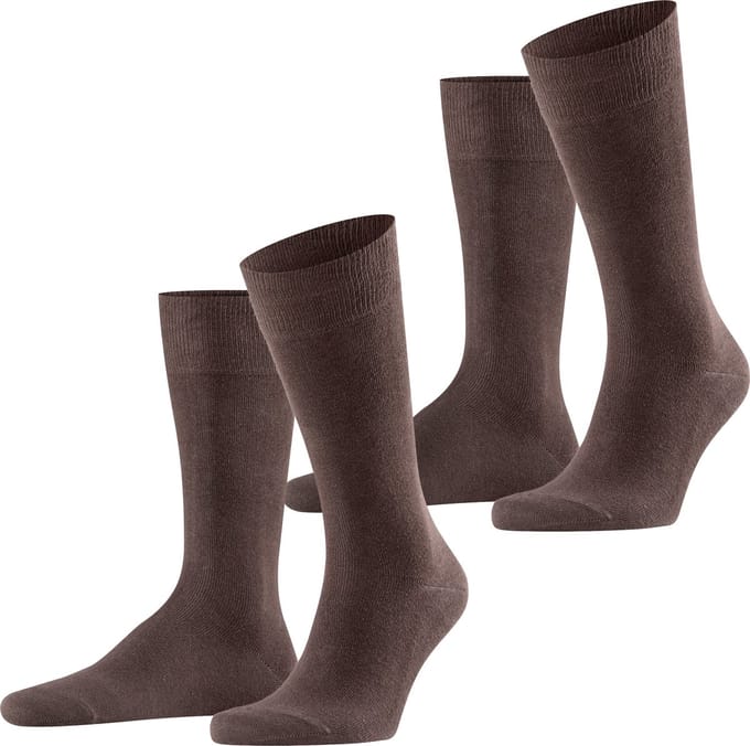 FALKE Swing 2-Pack eenkleurig katoen multipack sokken heren bruin - maat 43-46