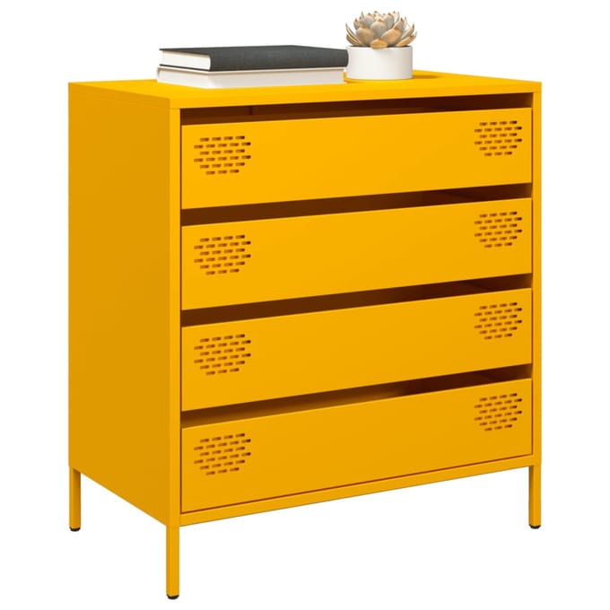 vidaXL - Dressoir - 68x39x73,5 - cm - koudgewalst - staal - mosterdgeel