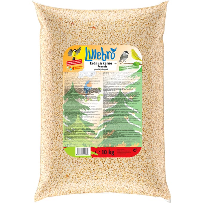 10kg Gehakte Pinda's Lillebro Vogelvoer voor Wilde Vogels