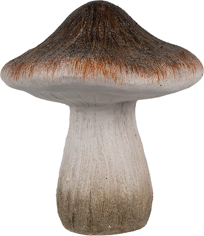 Clayre & Eef Decoratie Paddenstoel Ø 11x12 cm Bruin Wit Keramiek Herfst decoratie