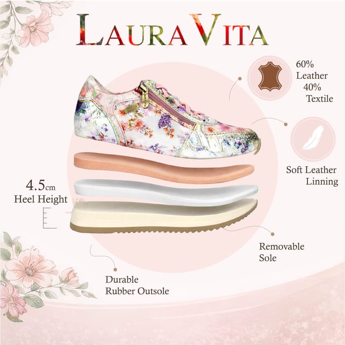 Laura Vita Gycmo 58 Vert Sneakers Multi Bloempatroon Leer Dames - Multi Bloem - 40