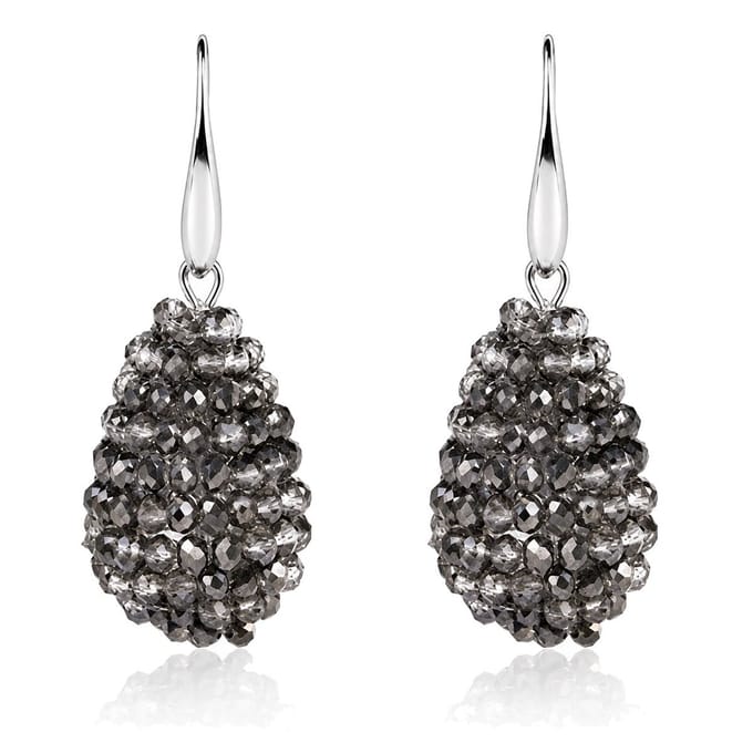 Cilla Jewels Druppel oorhangers Kristal Antraciet