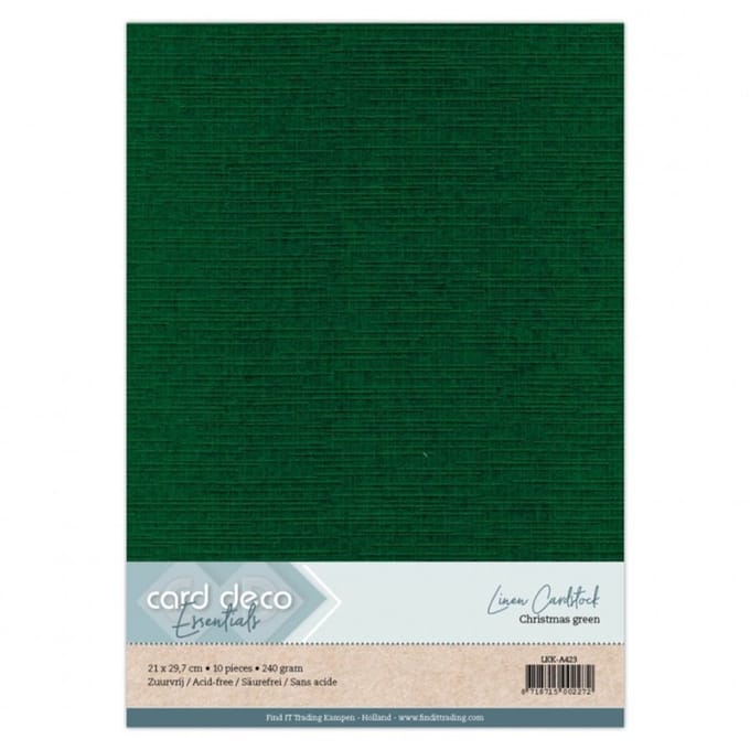100 vel Kerstgroen A4 Linnenkarton 240 grams - 21 x 29,7 cm - Gratis verzonden