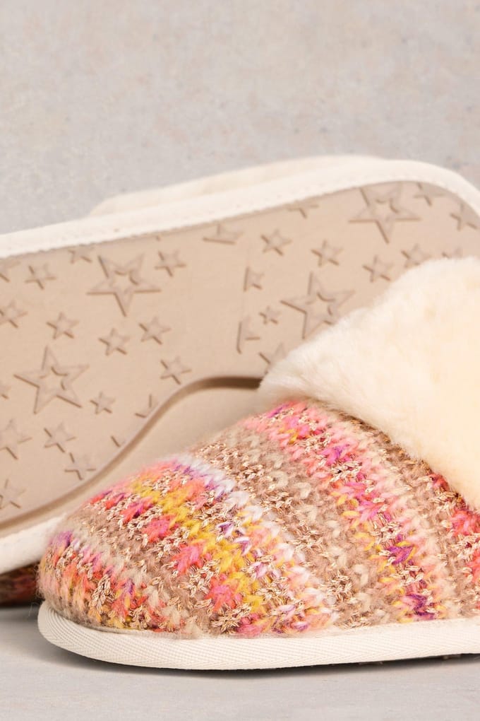White Stuff Knitted Mule Slipper Natural Multi Größe: S | Outlet | Herren