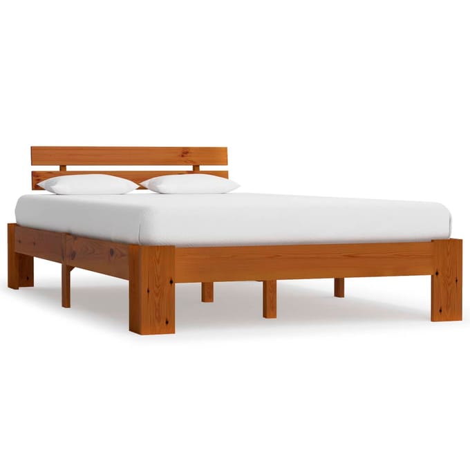 vidaXL - Bedframe - massief - grenenhout - honingbruin - 120x200 - cm