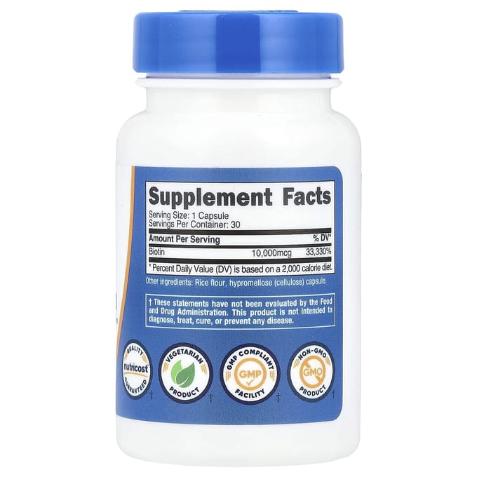 Nutricost, biotine, 10 000 mcg, 30 capsules