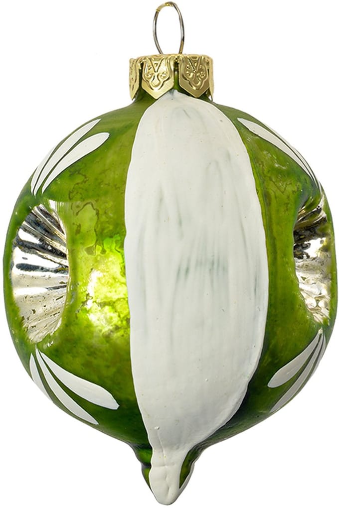 Clayre & Eef Kerstbal Overig Ø 5x7 cm Groen Wit Glas Kerstballen