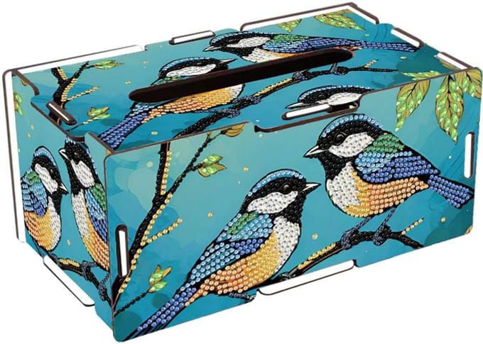Tissuebox - 02 - Tissuedoos - Vogels - diamond painting - compleet pakket - Diamond painting by Wietske