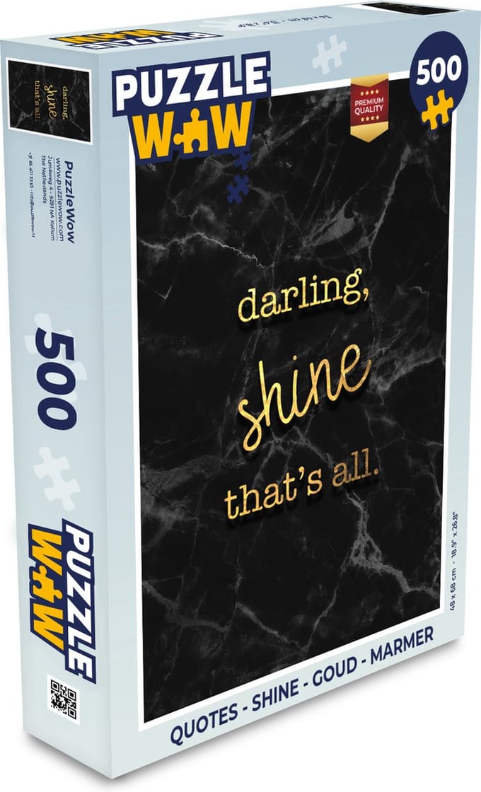 Puzzel Quotes - Shine - Goud - Marmer print - Legpuzzel - Puzzel 500 stukjes