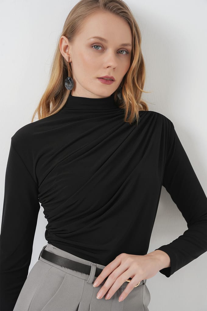 Getailleerde Colblouse met Drapeer Detail