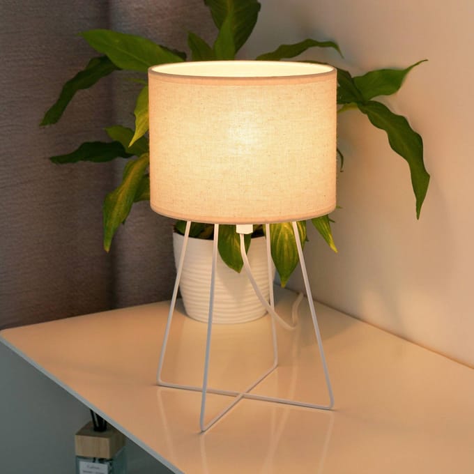Duolla Tafellamp Trixi met draadframe wit/beige, stof, E14
