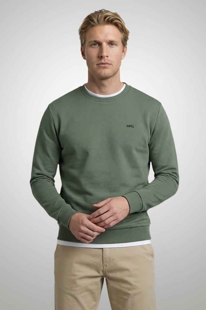 McGregor Mcg Logo Crew Light Olive Größe: M | Pullover Outlet | Herren | Grün
