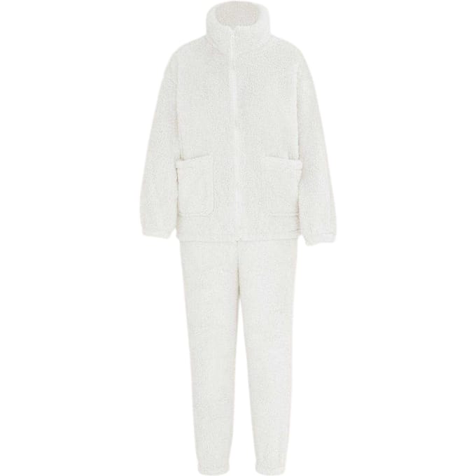 Miso Dames Sherpa Fleece Loungewear Set (Wit)