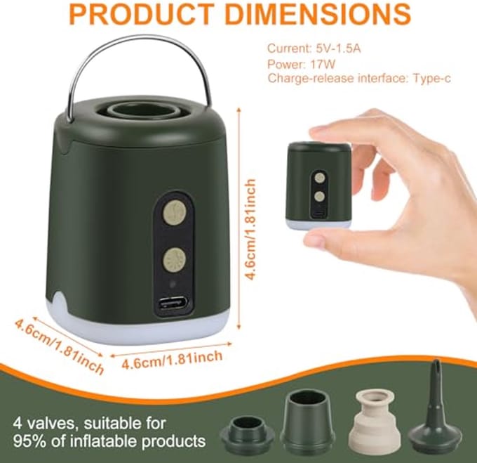 Draagbare Elektrische Luchtmatraspomp voor Camping - Oplaadbare 1600 mAh