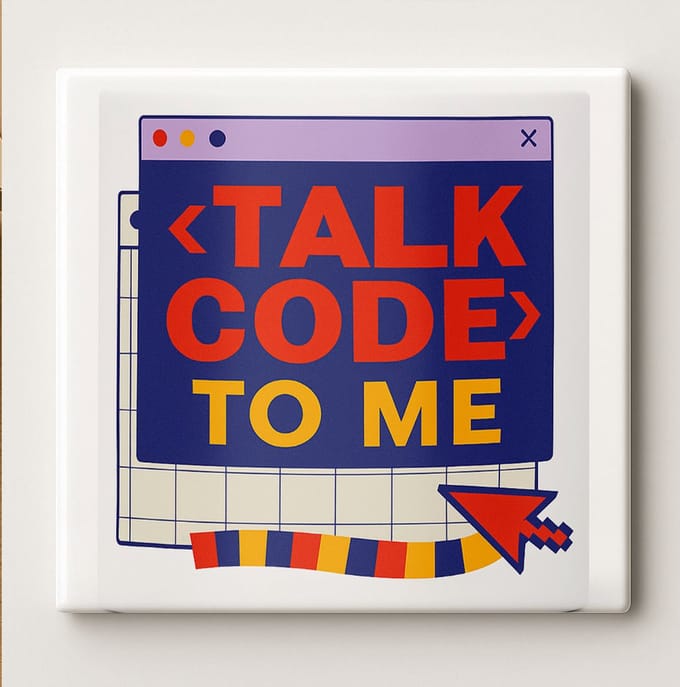 Talk Code to Me Tegel – 15x15cm Keramische Wanddecoratie – Grappig Programmeur Ontwerp Cadeau voor Ontwikkelaars, Coders & Techliefhebbers
